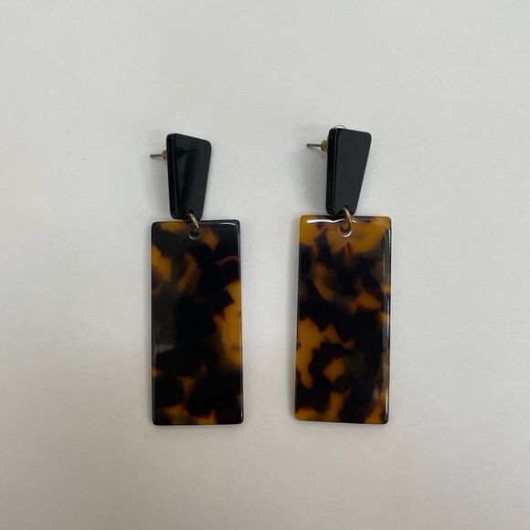 Brand New Tortoise Shell Long Dangle Earrings - Picture 6 of 8